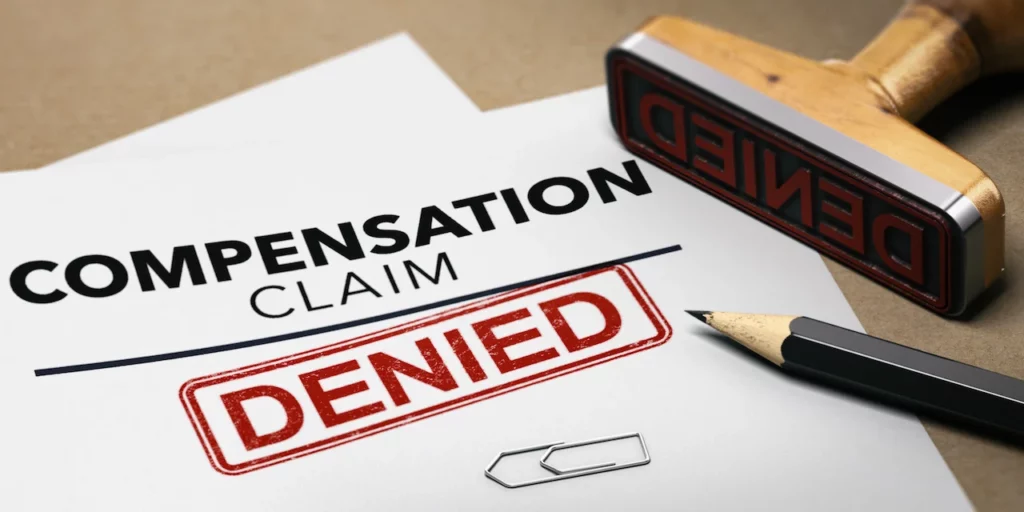 Picture of a workers' comp claim that says denied